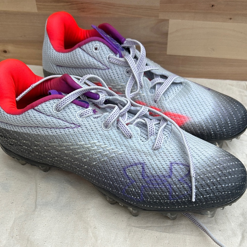 Under Armour Spotlight Lux MC Lacrosse Cleats Womens 7 Grey Purple 3025123-100